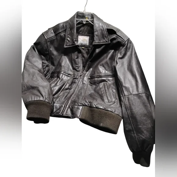 Vintage Leather Jacket - Brown Leather Bomber Jacket - Vintage Bomber - Picture 2 of 4